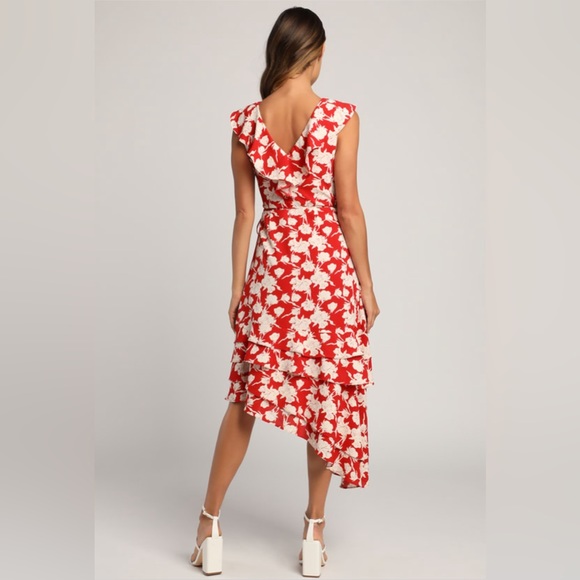 All the Lovely Days Red Floral Print
Asymmetrical Wrap Dress- size XS - Picture 2 of 7